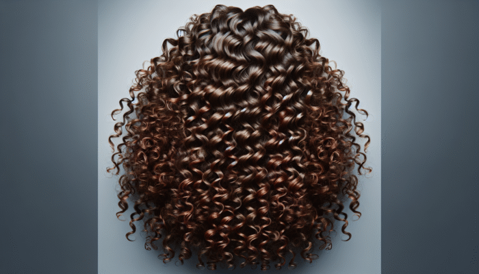 Curly hair treated with conditioner and serum, showcasing smooth, hydrated, voluminous curls without flyaways.