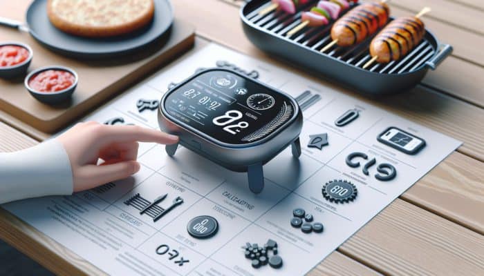 A user-friendly grill timer featuring a large display and easy-to-use buttons, portable for convenient setup.