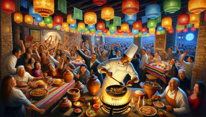 A vibrant Mexican restaurant featuring traditional decor, authentic dishes, and community celebration of cuisine's authenticity.