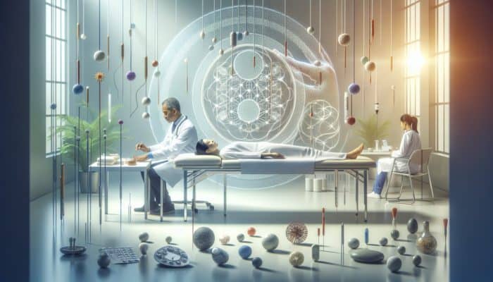 A tranquil NHS clinic offering acupuncture integrated with fertility treatments, symbolising holistic care.